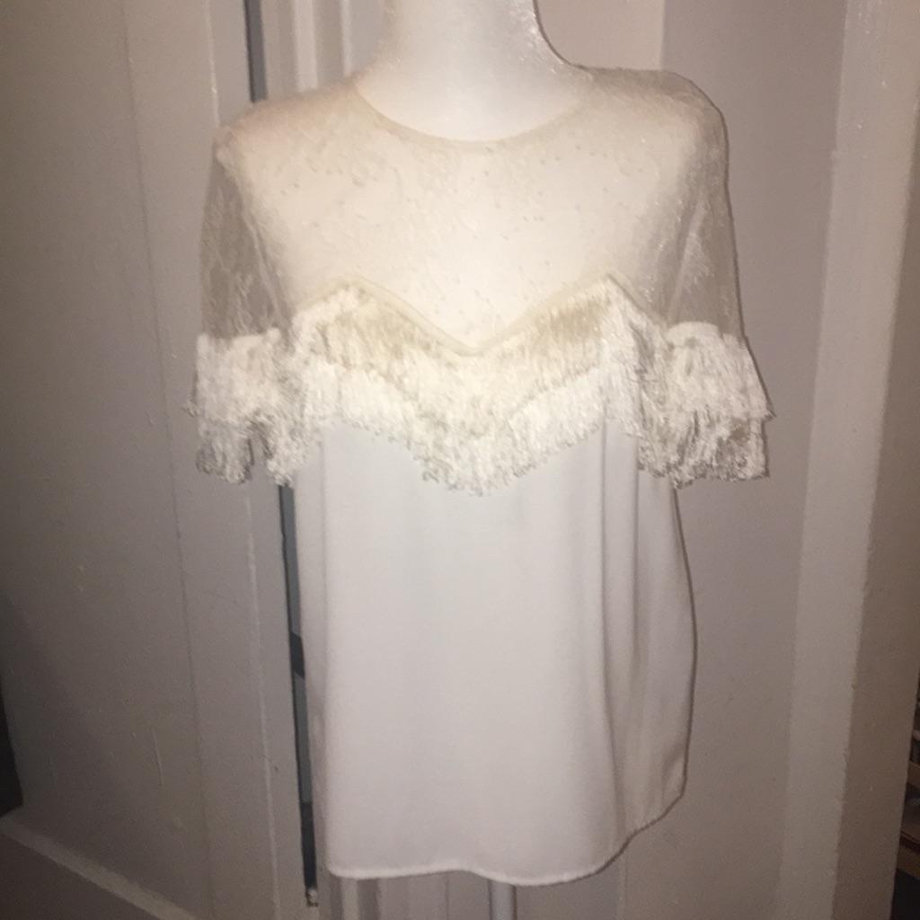 The Kooples 100% Silk Silk Fringe Blouse